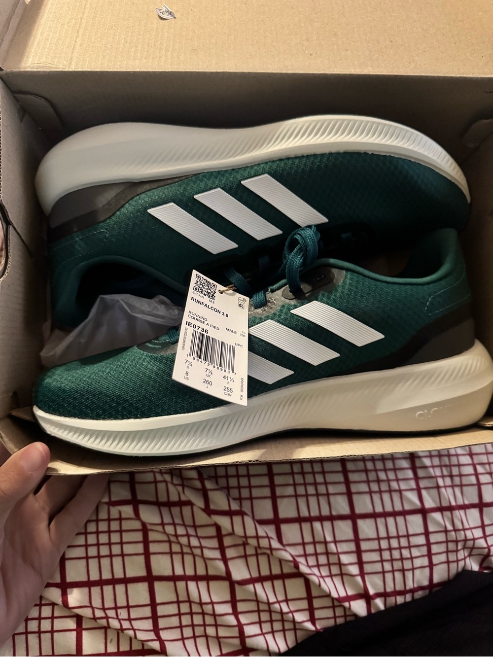 Adidas Dark Green Mesh Sneakers with White Stripes
